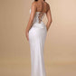 Amoris T744W Strapless Sequin Bodice Satin Skirt Off White Formal Dress