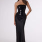 Amoris T744 Strapless Sequin Bodice Satin Skirt Formal Dress
