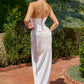 Amoris T747W Long Off White Fitted Gown Convertible to Short Mini Dress