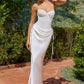 Amoris T747W Long Off White Fitted Gown Convertible to Short Mini Dress