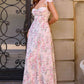 Amoris T749 Soft Flutter Sleeves Floral Chiffon A-Line Dress