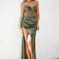 Ladivine Amoris T811 Long Fitted Satin Strapless Evening Gown
