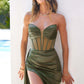 Ladivine Amoris T811 Long Fitted Satin Strapless Evening Gown