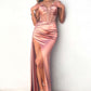 Ladivine Amoris T811 Long Fitted Satin Strapless Evening Gown