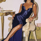Ladivine Amoris T813 Long Fitted Corset Bodice Satin Prom Gown