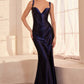 Ladivine Amoris T813 Long Fitted Corset Bodice Satin Prom Gown