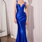 Ladivine Amoris T813 Long Fitted Corset Bodice Satin Prom Gown