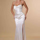 Amoris T815W Fitted Sultry Stretch Satin Bustier Bodice Off White Dress