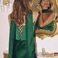 Amoris T816 Matte Satin Bodice Detachable Scarf Column Dress