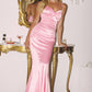Amoris T818 Long Fitted Stretch Satin Evening Dress