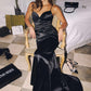 Amoris T818 Long Fitted Stretch Satin Evening Dress