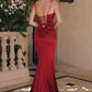 Amoris T818 Long Fitted Stretch Satin Evening Dress