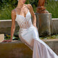Amoris T819W Fitted Mermaid Sheer Corset Bodice Evening Gown