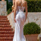 Amoris T819W Fitted Mermaid Sheer Corset Bodice Evening Gown