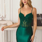 CLEARANCE - Amoris T819 Sleek Fitted Stretch Satin Burgundy Mermaid Gown (Size XS)