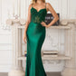 Amoris T819 Sleek Fitted Stretch Satin Sheer Corset Mermaid Gown
