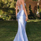 CLEARANCE - Amoris T819 Sleek Fitted Stretch Satin Burgundy Mermaid Gown (Size XS)
