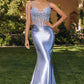 CLEARANCE - Amoris T819 Sleek Fitted Stretch Satin Burgundy Mermaid Gown (Size XS)
