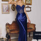 Amoris T819 Sleek Fitted Stretch Satin Sheer Corset Mermaid Gown