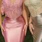 Amoris T819 Sleek Fitted Stretch Satin Sheer Corset Mermaid Gown