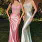 CLEARANCE - Amoris T819 Sleek Fitted Stretch Satin Burgundy Mermaid Gown (Size XS)