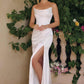 Amoris T820W Removable Strap Stretch Satin Floor Length Modern Bridal Gown