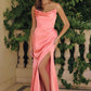 Amoris T820 Removable Strap Stretch Satin Floor Length Fitted Gown