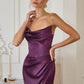 Amoris T820 Removable Strap Stretch Satin Floor Length Fitted Gown