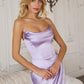 Amoris T820 Removable Strap Stretch Satin Floor Length Fitted Gown