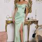 Amoris T820 Removable Strap Stretch Satin Floor Length Fitted Gown