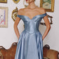 Amoris T821 Off Shoulder Sweetheart Neck Satin A-Line Dress