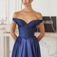 Amoris T821 Off Shoulder Sweetheart Neck Satin A-Line Dress