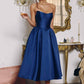 Amoris T822 Elegant Mikado Midi Timeless Strapless Gown