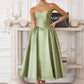 Amoris T822 Elegant Mikado Midi Timeless Strapless Gown