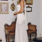 Amoris T825W Strapless Satin Bodice Pleated Skirt Fitted Off White Dress
