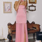 Amoris T825 Strapless Satin Bodice Pleated Chiffon Skirt Fitted Dress