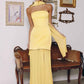 Amoris T825 Strapless Satin Bodice Pleated Chiffon Skirt Fitted Dress