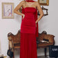 Amoris T825 Strapless Satin Bodice Pleated Chiffon Skirt Fitted Dress