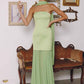 Amoris T825 Strapless Satin Bodice Pleated Chiffon Skirt Fitted Dress