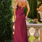 Amoris T826 Long Fitted Satin Gown Draped Cowl Neckline