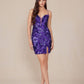 Nox Anabel T864 Dress Short Cocktail Fitted Sequin Print