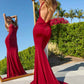 Astee T905 Long V-Neckline Open Back Fitted Evening Gown
