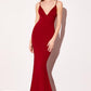 Astee T905 Long V-Neckline Open Back Fitted Evening Gown