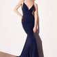 Astee T905 Long V-Neckline Open Back Fitted Evening Gown
