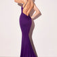 Astee T905 Long V-Neckline Open Back Fitted Evening Gown