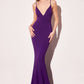 Astee T905 Long V-Neckline Open Back Fitted Evening Gown
