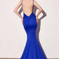 Astee T905 Long V-Neckline Open Back Fitted Evening Gown