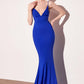 Astee T905 Long V-Neckline Open Back Fitted Evening Gown