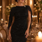 Amoris T906 Sequin Lace Gown Detachable Sheer Cape Overlay
