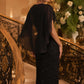 Amoris T906 Sequin Lace Gown Detachable Sheer Cape Overlay